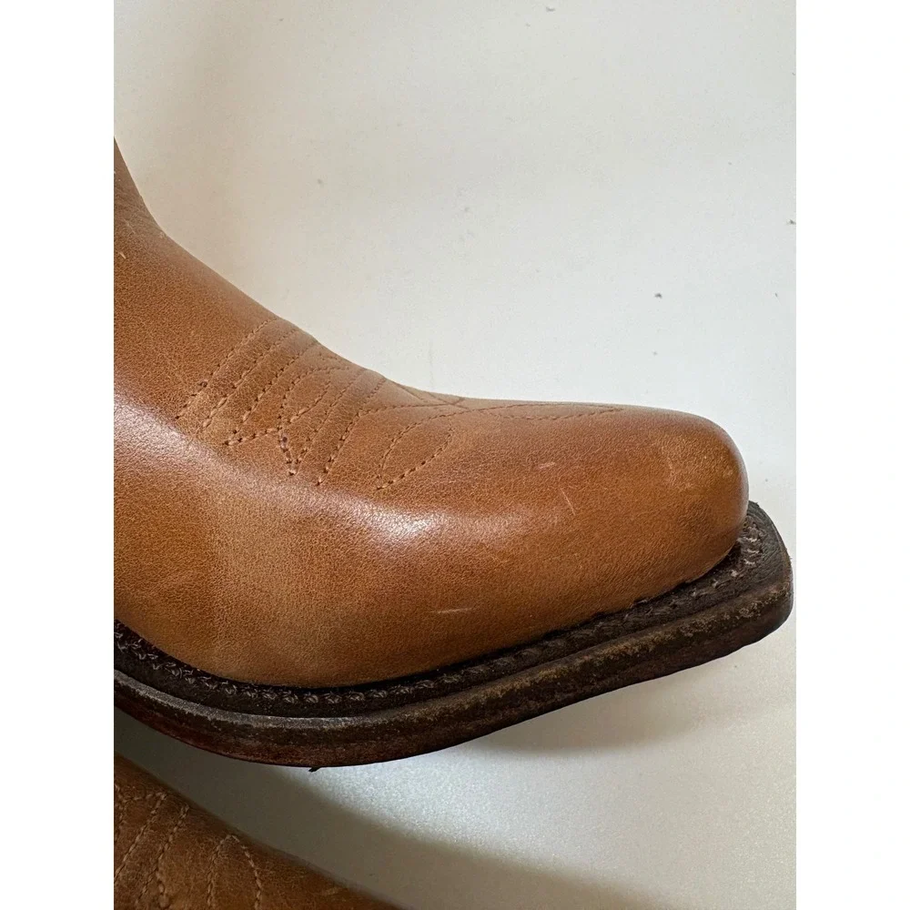 Old West Kids Canyon Light Brown Leather Snip Toe Cowboy Boots CF8229 Size 9D